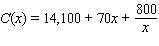 The function given below gives the cost to manufacture x items. Estimate (using h = 0.0001) the instantaneous rate of change of the total cost at the production level   .    Select your answer rounded to the nearest tenth. A) 71 B) 70.2 C) 70 D) 71.2 E) 69