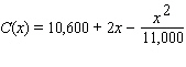 The function given below gives the cost to manufacture x items. Estimate (using h = 0.0001)the instantaneous rate of change of the cost at the production level x = 1,000.    Enter your answer as a number without the units rounded to the nearest tenth.
