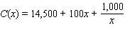 The function given below gives the cost to manufacture x items. Estimate (using h = 0.0001)the instantaneous rate of change of the total cost at the production level   .    Enter your answer as a number without the units rounded to the nearest tenth.