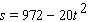 If a stone is dropped from a height of Variable 972 isn t defined feet, its height after t seconds is given by   . Find the stone s velocity at time   . A) v = 40 ft/s B) v = 400 ft/s C) v = 80 ft/s D) v = 160 ft/s E) v = 640 ft/s