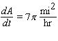 <strong>An offshore oil well is leaking oil and creating a circular oil slick. If the radius of the slick is growing at a rate of 7 miles per hour, find the rate at which the area is increasing when the radius is 6 miles. (The area of a disc of radius r is .)</strong> A) B) C) D) E)