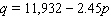 A study of about 1800 U.S. colleges and universities resulted in the demand equation   where q is the enrollment at a college or university and p is the average annual tuition (plus fees) it charges. The study also found that the average tuition charged by universities and colleges was $2,127. What is the corresponding elasticity of demand? A) 1.55 B) 0.30 C) 1.16 D) -0.78 E) 0.78