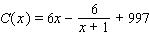 The marginal cost of producing the x th roll of film is given by   . The total cost to produce one roll is $1,000. Find the total cost function C ( x ) . A)    B)    C)    D)    E)   