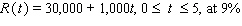 Find the total value of the given income stream and also find its future value (at the end of the given interval)using the given interest rate.   Please enter your answer in the form TV = , FV = . Round FV to the nearest cent. TV = $__________ FV = $__________