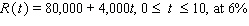 Find the total value of the given income stream and also find its present value (at the beginning of the given interval)using the given interest rate.   Please enter your answer in the form TV = , PV = . Give the answer to the nearest cent if necessary. TV = $__________ PV = $__________