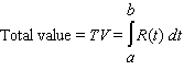 Recall that the total income received from time t = a to time t = b from a continuous income stream of R (t) dollars per year is   Find the total value of the given income stream and also find its future value (at the end of the given interval) using the given interest rate.   A) TV = $1,400,000, FV = $745,106.09 B) TV = $0, FV = $207,020.55 C) TV = $0, FV = $277,680.69 D) TV = $0, FV = $54,779.56 E) none of these