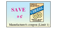 A shopper presents a coupon at a store. This store doubles the face value of the coupon ( a = 36). Find the discount rate for the box of cereal that normally sells for $9.00. __________ %