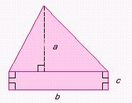  Find the area of the shaded part of the figure if  a = 6  ,  b = 7  ,  c = 4    A)  49 B)  24 C)  108 D)  66 E)  none of these 