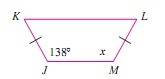 Refer the trapezoid shown below. Find x .   A)  42° B)  138° C)  142° D)  125°