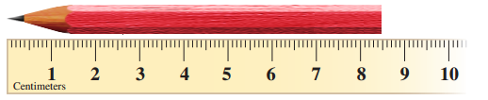 Find the length of the pencil.   A)  85 mm B)  80 mm C)  8 cm D)  8 mm
