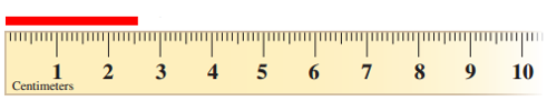 Measure the lines using the ruler.   A)  26 mm B)  2 cm C)  20 mm D)  3 cm