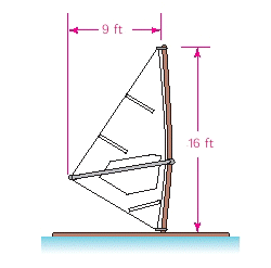 Estimate the area of the sail on the windsurfing board. __________