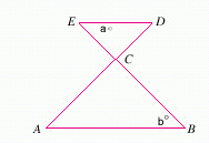 <strong>The angle a shown in the illustration is 30 ^ { \circ } Find b , if the two triangles are similar. </strong> A) 15 ^ { \circ } B) 60 ^ { \circ } C) 30 ^ { \circ } D) 16 ^ { \circ } E) none of these