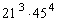 Factor   into the product of prime factors by first factoring 21 and 45 completely.