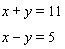Solve the system of linear equations by elimination.   A)    B)    C)    D)  The lines coincide. E)  The lines are parallel.  