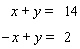 Solve the system of linear equations by elimination.   A)    B)    C)    D)  The lines are parallel.   E)  The lines coincide.