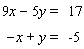 Solve the system by eliminating the x variable.   A)  The lines are parallel.   B)    C)    D)  The lines coincide. E)   