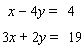 Solve the system of linear equations by the elimination method.   A)    B)  The lines coincide. C)    D)  The lines are parallel.   E)   