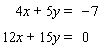 Solve the system of linear equations by the elimination method.   A)    B)  The lines are parallel.   C)  The lines coincide. D)    E)   