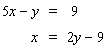 Solve the system by substitution. Substitute the expression in the second equation into the first equation and solve.   If the lines coincide, answer dependent . If the lines are parallel, answer no solution . A)    B)  no solution C)  dependent D)    E)   