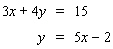 Solve the system using the substitution method.   A)  dependent B)  no solution C)    D)    E)   