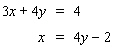Solve the system using the substitution method.   A)  no solution B)  dependent C)    D)    E)   