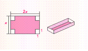 I have a piece of cardboard that is twice as long as it is wide. If I cut a 1-inch by 1-inch square from each corner and fold up the resulting flaps, I get a box with a volume of 40 cubic inches. What are the dimensions of the cardboard?   A)  4 inches by 8 inches B)  3 inches by 6 inches C)  6 inches by 12 inches D)  8 inches by 16 inches E)  9 inches by 18 inches