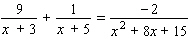 Solve the following equation. Be sure to check each answer in the original equation if you multiply both sides by an expression that contains the variable.   A)  no solution B)    C)    D)    E)   