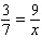 Solve the following proportion.   x = __________