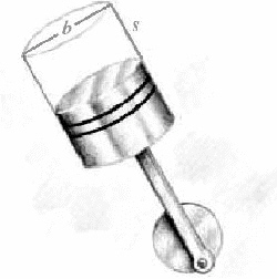 The displacement, in cubic inches, of a car engine is given by the formula:   where   is the stroke and   is the bore, as shown here, and   is the number of cylinders.   Calculate the bore for the car with six cylinders,   inches of stroke, and   cubic inches of displacement. Use   to approximate   A)    B)    C)    D)    E)   