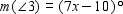 When two lines intersect as in the illustration below, four angles are formed. Angles that are side-by-side, such as   and   , are called adjacent angles. Angles that are nonadjacent, such as   and   or   and   , are called vertical angles. From geometry, we know that if two lines intersect, vertical angles have the same measure. If     and   , find x . Read   as  the measure of    .   A)  x = 11 B)  x = 15 C)  x = 6 D)  x = 8 E)  x = 10