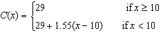 <strong>A membership to a local fitness club costs $29 per month. The membership includes 10 hours of use of the club. If you want to use the club more than 10 hours per month it will cost an additional $1.55 per hour. Which of the following functions model this situation?</strong> A) B) C) D) E)