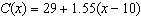 <strong>A membership to a local fitness club costs $29 per month. The membership includes 10 hours of use of the club. If you want to use the club more than 10 hours per month it will cost an additional $1.55 per hour. Which of the following functions model this situation?</strong> A) B) C) D) E)