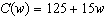   is a function that represents the cost in dollars to make w widgets. Find w such that   .