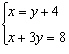 Solve the system of equations using the substitution method.   A)    B)    C)    D)  No solution