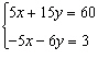 As a first step in solving the system by the method of elimination you multiply the first equation by 5.   Your result is   . Is this correct? A)  Yes B)  No