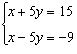 As a first step in solving the system by the method of elimination you add together the two equations.   Your resulting equation is   . Is this a true statement? A)  Yes B)  No