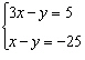 Solve the system using the elimination method.  