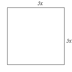 Find an expression for the area of the square. Simplify the expression.   A)    B)    C)   