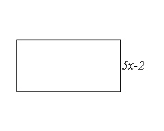 Write an expression that represents the length of the missing side of this rectangle. Its area is   .  