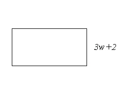 Write an expression that represents the length of the missing side of this rectangle. Its area is   .  