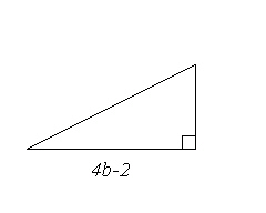 Write an expression that represents the length of the missing height of this triangle. Its area is   .  