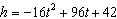The height h of a ball in feet t seconds after it was thrown can be estimated by the equation   . Graph this equation. Clearly label and scale the axes.  