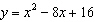 Graph the equation using symmetry. Label the vertex and the x- and y-intercepts.    