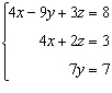 Which one of the following is the constant matrix for the following systems of equations?   A)    B)    C)    D)    E)   