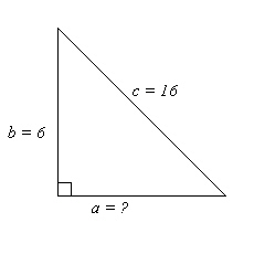 Use the Pythagorean Theorem to solve for the unknown side of the right triangle. Round to two decimal places.   A)    B)    C)   