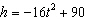 A rock is dropped from a building that is 90 feet high. The rock s height h in feet after t seconds is given by the equation   . At what time is the rock at a height of 15 feet? Round the answer to two decimal places.