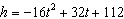 A ball is thrown from a roof. Its height in feet is described by the equation   t seconds after launch. When is the ball at a height of 64 feet? A)    sec B)  3 sec C)    sec