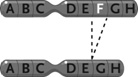 <strong>  Figure 13.6 The change in the chromosome depicted between the top and the bottom in the accompanying figure represents a(n) ____.</strong> A) inversion B) duplication C) reciprocal translocation D) deletion E) Philadelphia chromosome <div style=padding-top: 35px> 