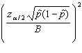 The formula   is used to find the sample size needed to estimate a population proportion. In this formula, B represents the ____________________ on the error of estimation.
